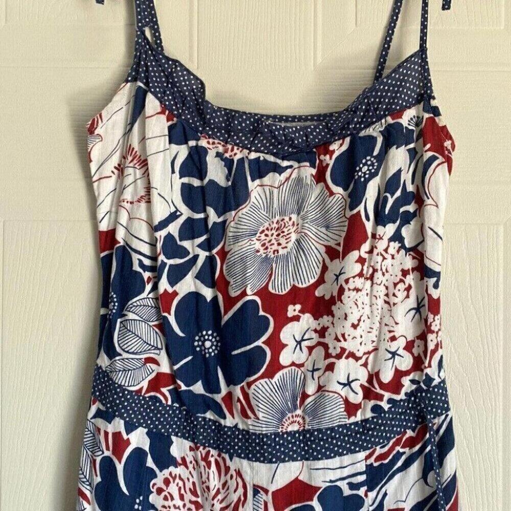 Retro Floral Sundress Blue White Small - Picture 4 of 13